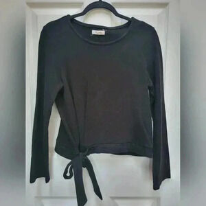 Madewell Women's Black Side Tie Long Sleeve Top Size Medium